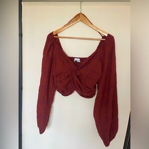 UO Essex Embroidered Twist-Front Top